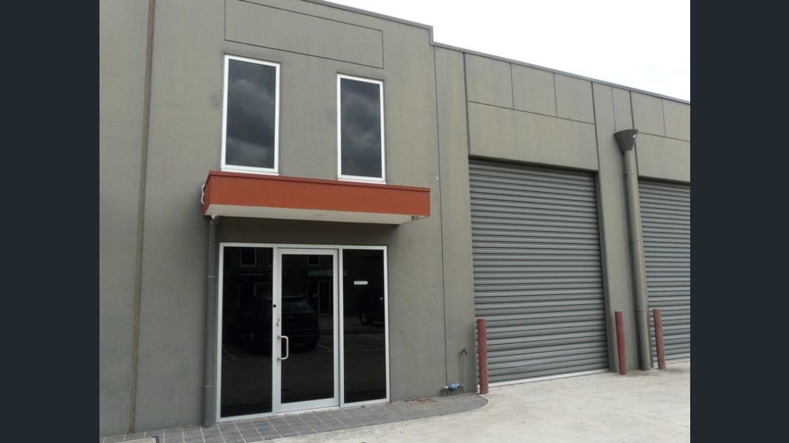 Front facade for warehouse and office for lease in airport west.
