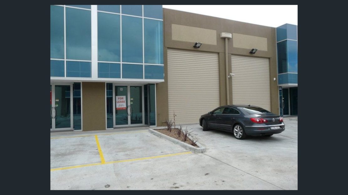 Front exterior of leased warehouse and office at 13/22 Makland Drive, Derrimut