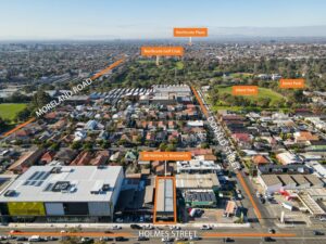 Birds eye view of 66 Holmes Street, Brunswick, VIC 3056. Commercial real estate building for sale in Melbourne by CPN Commercial Group.