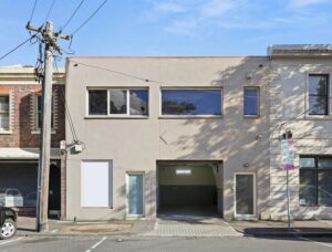 Front facade of commercial property for lease in North Melbourne.