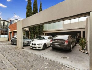 View of onsite parking for commercial real estate for lease in North Melbourne