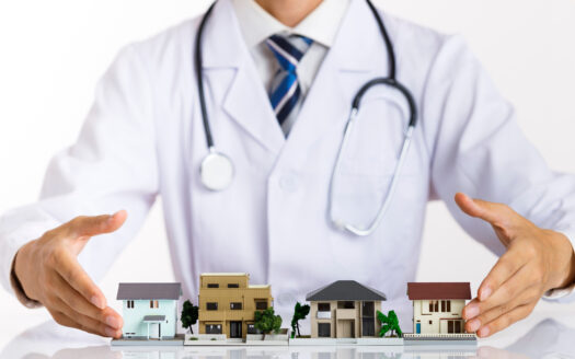 Image of a medical professional presenting healthcare real estate