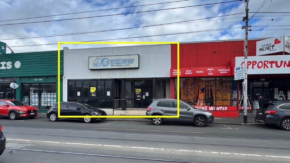 Exterior street view of property on Sydney Road Coburg – large retail shop for lease