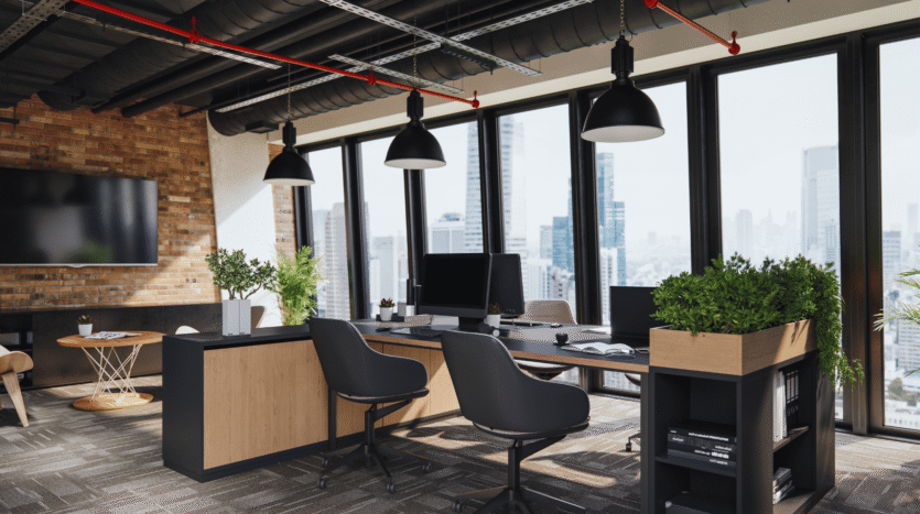 3D rendered modern office space available for lease in Essendon, Melbourne, bright, spacious, and ideal for retail, medical, or office tenants.